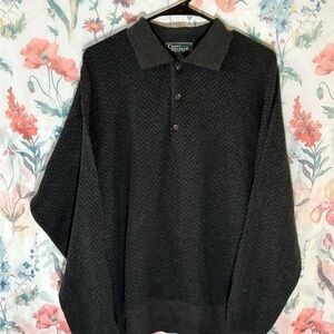 Vintage Croft & Barrow Dark Gray Long Sleeve Polo Shirt